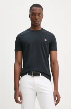 PS Paul Smith tricou din bumbac barbati, culoarea albastru marin, neted, M2R.010R.KZEBRA imagine