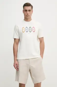 PS Paul Smith tricou din bumbac barbati, culoarea bej, cu imprimeu, M2R.965X.PP5015 imagine