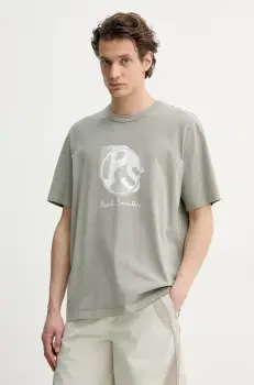 PS Paul Smith tricou din bumbac barbati, culoarea gri, cu imprimeu, M2R.204Z.PP4817 imagine