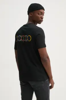 PS Paul Smith tricou din bumbac barbati, culoarea negru, cu imprimeu, M2R.011R.PP5084 imagine