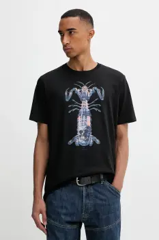 PS Paul Smith tricou din bumbac barbati, culoarea negru, cu imprimeu, M2R.011R.PP5087 imagine