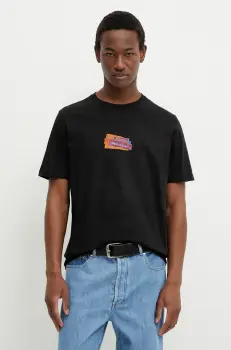 PS Paul Smith tricou din bumbac barbati, culoarea negru, cu imprimeu, M2R.011R.PP5128 imagine