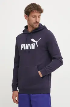 Puma bluza barbati, culoarea albastru marin, cu gluga, cu imprimeu, 682572 imagine