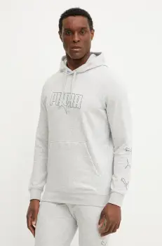 Puma bluza barbati, culoarea gri, cu gluga, cu imprimeu, 684665 imagine