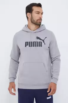 Puma bluza barbati, culoarea gri, cu gluga, cu imprimeu imagine