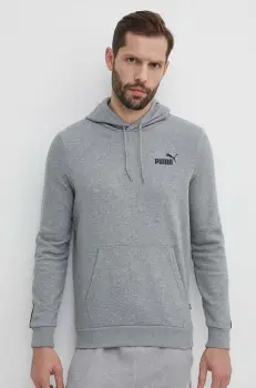 Puma bluza barbati, culoarea gri, cu gluga, cu imprimeu imagine