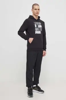 Puma bluza barbati, culoarea negru, cu gluga, cu imprimeu, 678978 imagine