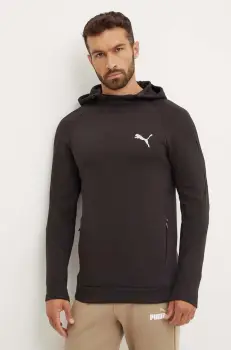 Puma bluza barbati, culoarea negru, cu gluga, cu imprimeu, 681699 imagine