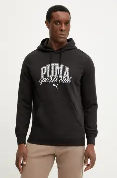 Puma bluza barbati, culoarea negru, cu gluga, cu imprimeu, 684649 imagine