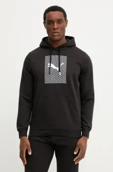 Puma bluza barbati, culoarea negru, cu gluga, cu imprimeu, 684669 imagine