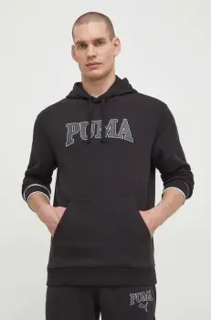 Puma bluza barbati, culoarea negru, cu gluga, cu imprimeu imagine