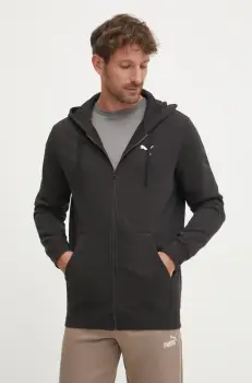 Puma bluza barbati, culoarea negru, cu gluga, neted, 682592 imagine