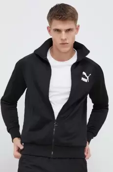 Puma bluza barbati, culoarea negru, neted imagine