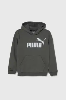 Puma bluza copii culoarea gri, cu gluga, cu imprimeu imagine