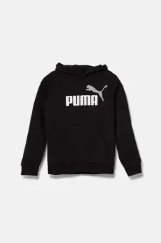 Puma bluza copii culoarea gri, cu gluga, cu imprimeu imagine