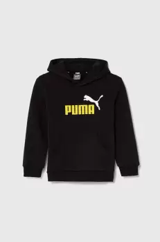 Puma bluza copii culoarea negru, cu gluga, cu imprimeu imagine