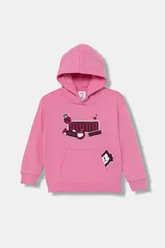 Puma bluza copii culoarea roz, cu gluga, cu imprimeu, 632387 imagine