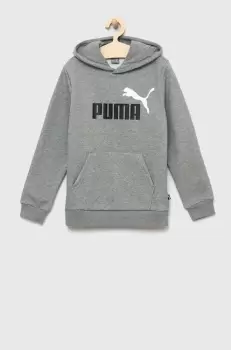 Puma bluza copii ESS+ 2 Col Big Logo Hoodie FL B culoarea gri, cu gluga, cu imprimeu imagine