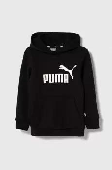 Puma bluza copii ESS Logo Hoodie FL G culoarea negru, cu gluga, cu imprimeu imagine