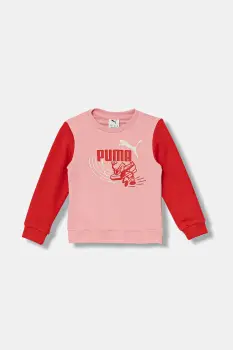 Puma bluza copii LITTLE RUNNERS Crew TR PS culoarea roz, cu imprimeu, 688477 imagine