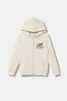 Puma bluza copii MID90s Full-Zip FL B culoarea bej, cu gluga, cu imprimeu, 688469 imagine