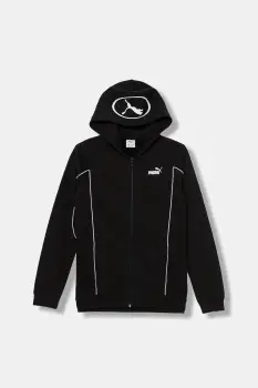 Puma bluza copii PUMA SPORT Full-Zip Hoodie FL B culoarea negru, cu gluga, cu imprimeu, 688858 imagine