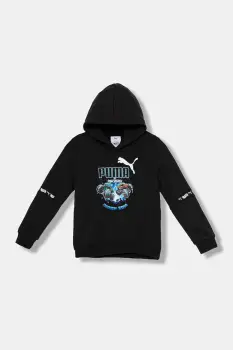 Puma bluza copii PUMA X HOT WHEELS Graphic Hoodie TR culoarea negru, cu gluga, cu imprimeu, 632396 imagine