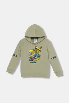 Puma bluza copii PUMA X HOT WHEELS Graphic Hoodie TR culoarea verde, cu gluga, cu imprimeu, 632396 imagine