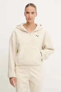 Puma bluza culoarea bej, cu gluga, uni, 632048 imagine