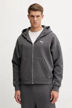 Puma bluza culoarea gri, cu gluga, uni, 632066 imagine