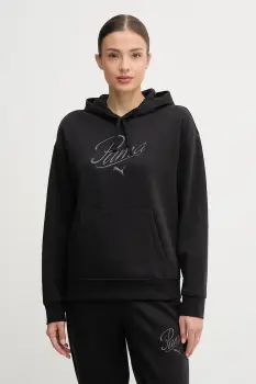 Puma bluza culoarea negru, cu gluga, cu imprimeu, 688072 imagine