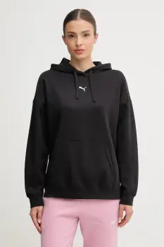Puma bluza culoarea negru, cu gluga, uni, 685398 imagine