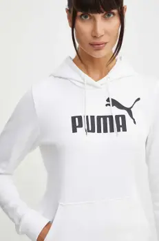 Puma bluza femei, culoarea alb, cu gluga, cu imprimeu 586797 imagine