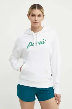 Puma bluza femei, culoarea alb, cu gluga, cu imprimeu, 679348 imagine