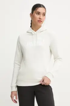 Puma bluza femei, culoarea bej, cu gluga, cu imprimeu imagine