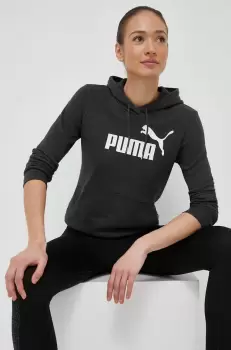 Puma bluza femei, culoarea gri, cu gluga, cu imprimeu imagine