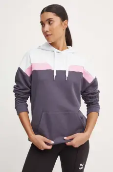 Puma bluza femei, culoarea gri, cu gluga, modelator, 681647 imagine