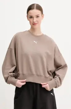 Puma bluza femei, culoarea maro, neted, 629748 imagine