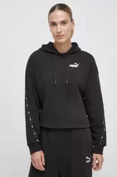 Puma bluza femei, culoarea negru, cu gluga, cu imprimeu imagine