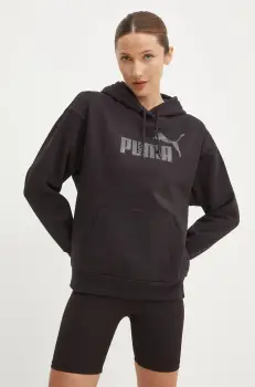 Puma bluza femei, culoarea negru, cu gluga, cu imprimeu, 681492 imagine