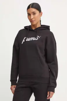 Puma bluza femei, culoarea negru, cu gluga, cu imprimeu, 681534 imagine