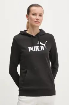 Puma bluza femei, culoarea negru, cu gluga, cu imprimeu, 682390 imagine
