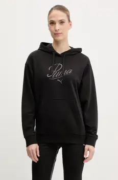 Puma bluza femei, culoarea negru, cu gluga, cu imprimeu, 684983 imagine