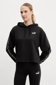 Puma bluza femei, culoarea negru, cu gluga, cu imprimeu, 685011 imagine