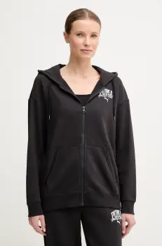 Puma bluza femei, culoarea negru, cu gluga, cu imprimeu, 685033 imagine