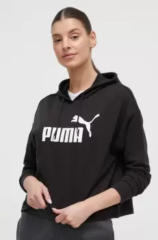 Puma bluza femei, culoarea negru, cu gluga, cu imprimeu imagine