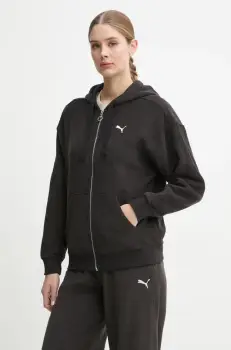 Puma bluza femei, culoarea negru, cu gluga, neted, 681636 imagine