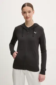 Puma bluza femei, culoarea negru, cu gluga, neted, 682406 imagine