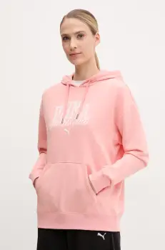 Puma bluza femei, culoarea roz, cu gluga, cu imprimeu, 685034 imagine