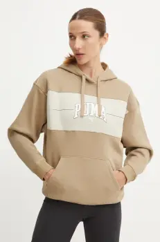 Puma bluza femei, culoarea verde, cu gluga, modelator, 681540 imagine